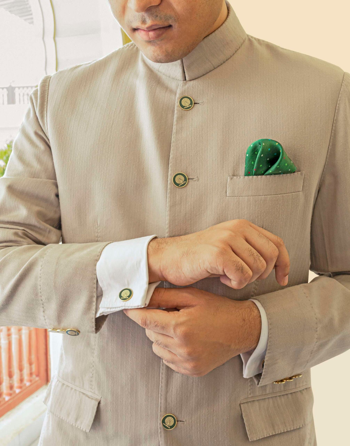 Green Peacock Buttons
