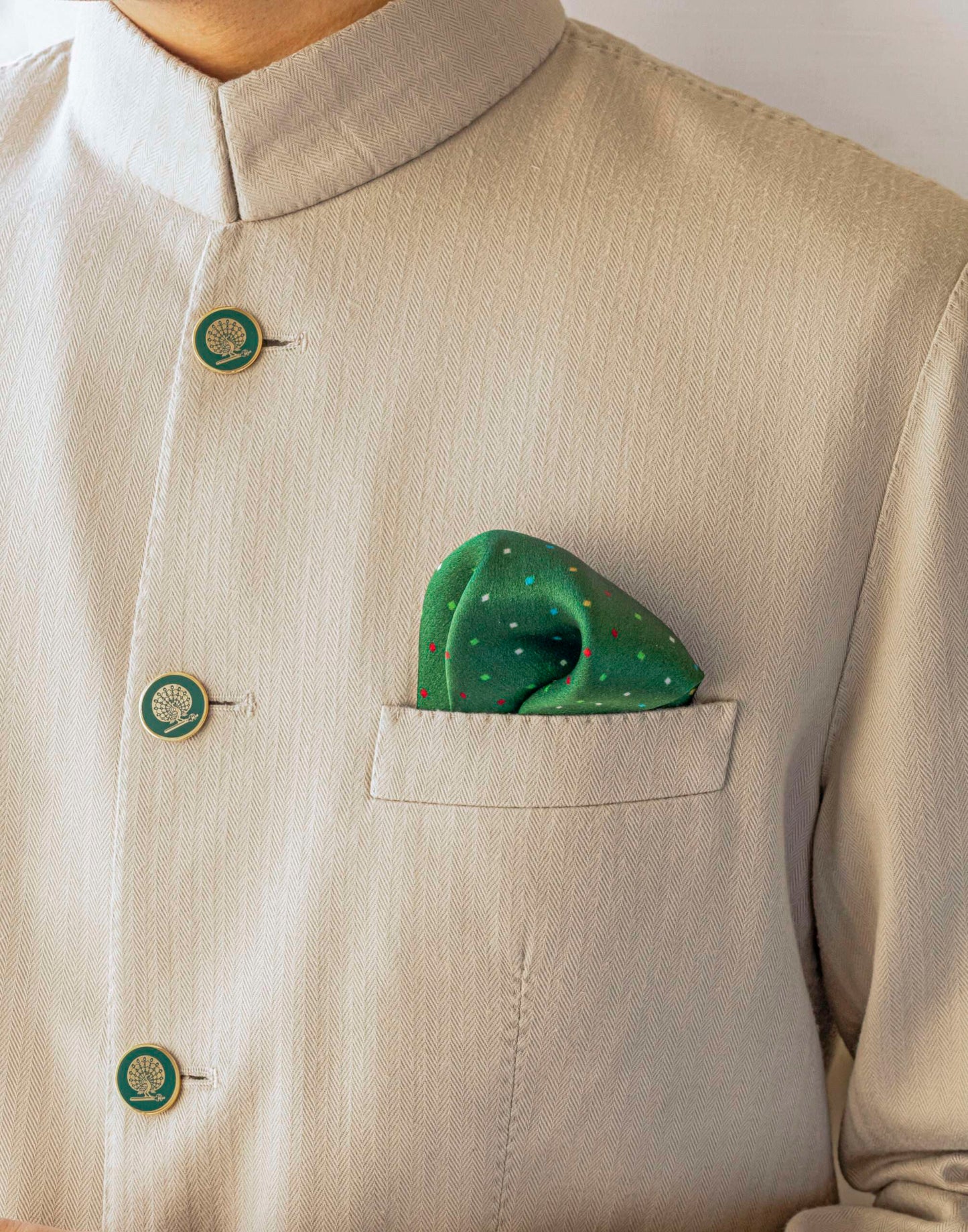 Green Peacock Buttons