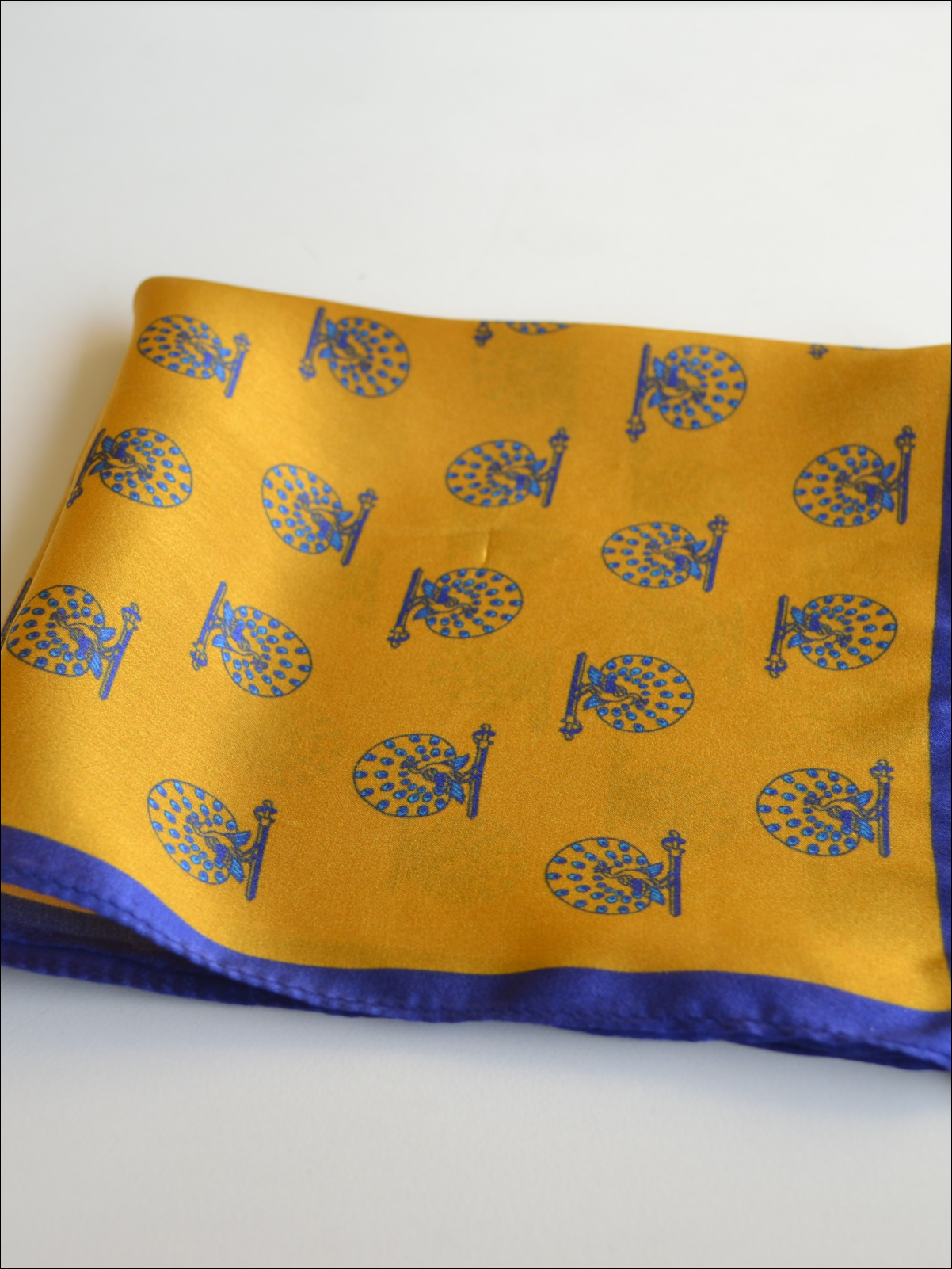Yellow Peacock Pocket Square for Men
