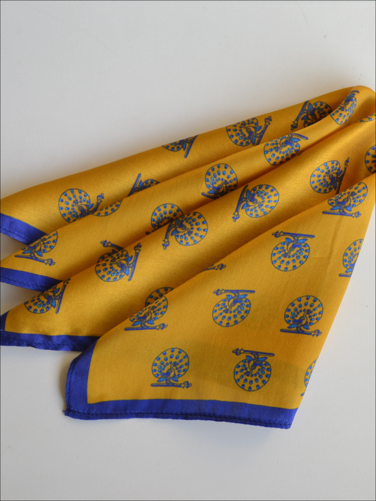 yellow peacock pocket square
