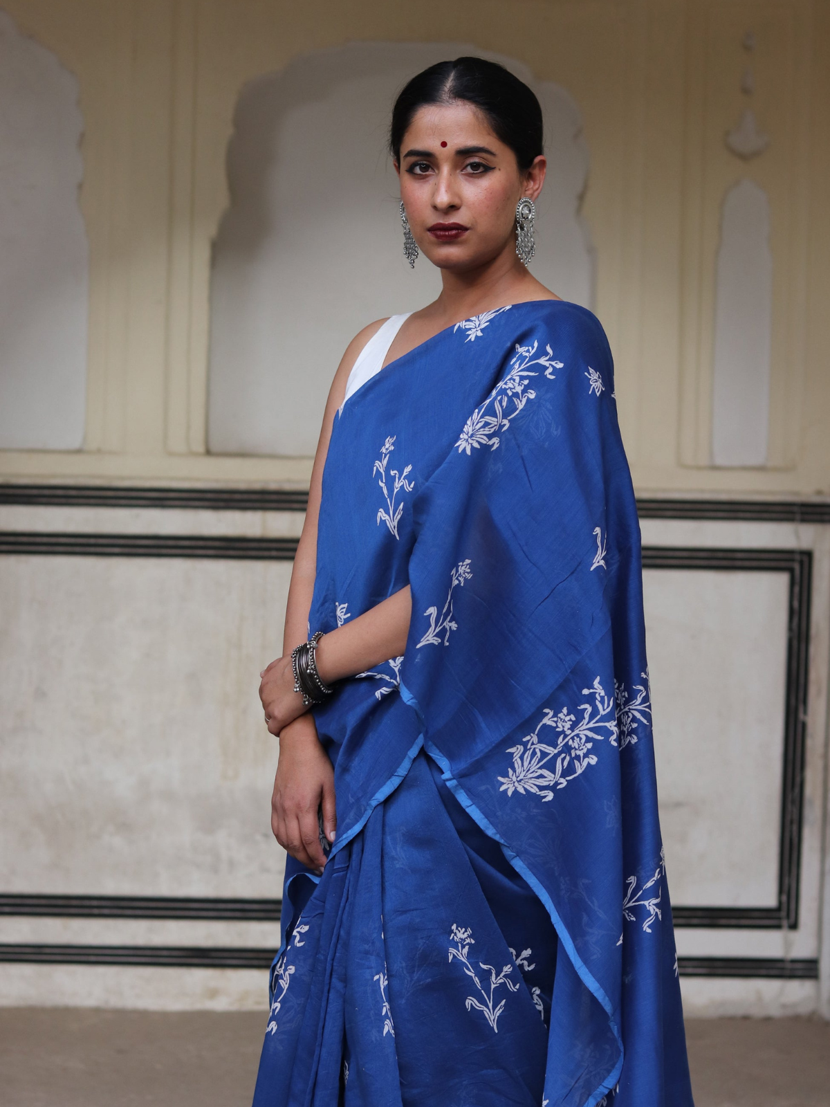 Saree: Chanderi Blue Boota