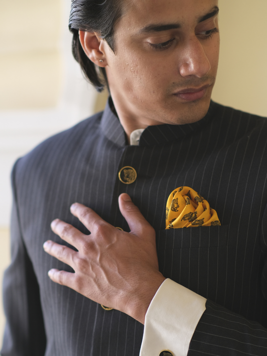 Pocket Square: Yellow Leopard Head