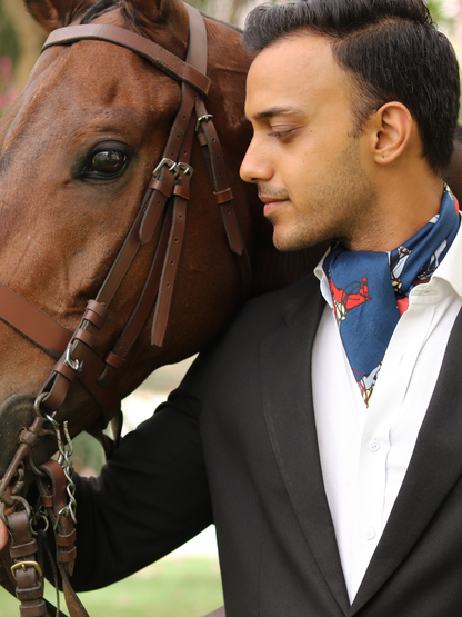 Scarf: Red Blue Horse