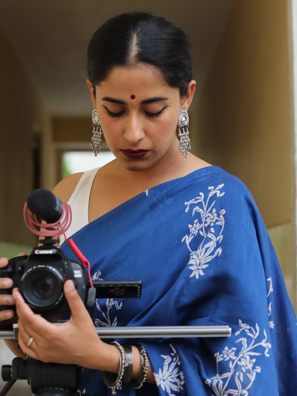 Saree: Chanderi Blue Boota