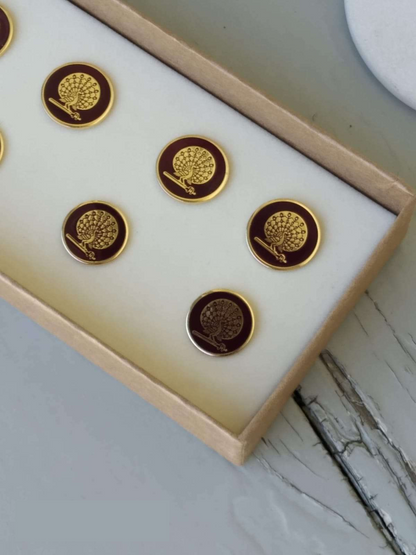 Maroon Peacock Buttons