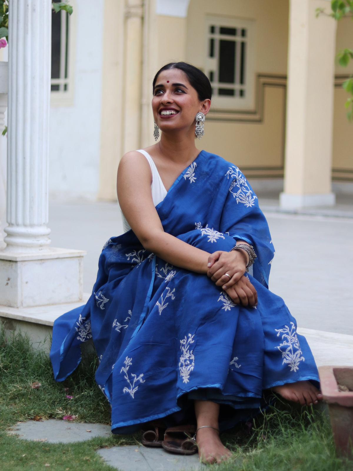 Saree: Chanderi Blue Boota