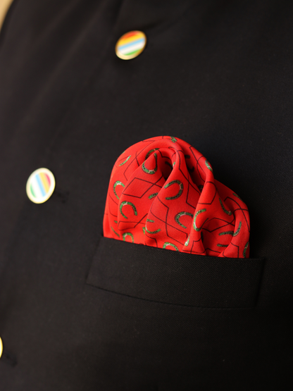 Pocket Square - Horse Shoe Polo Red  