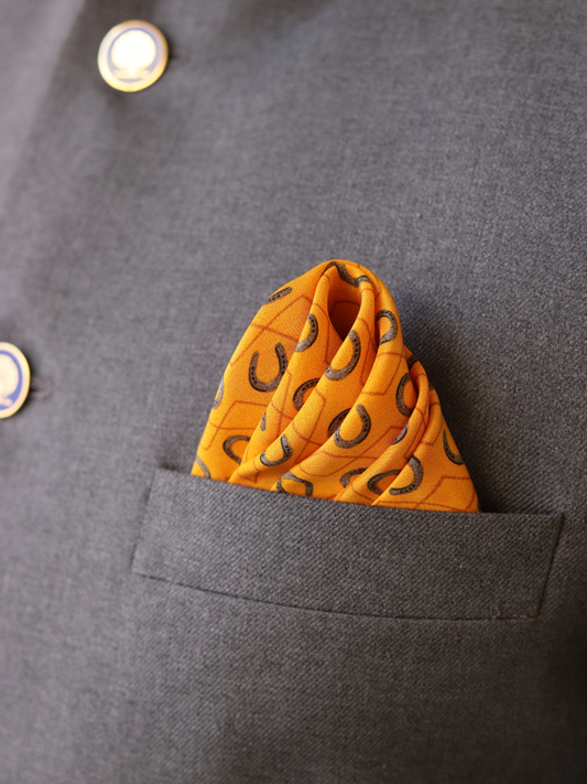 Pocket Square: Polo Yellow Horse Shoe