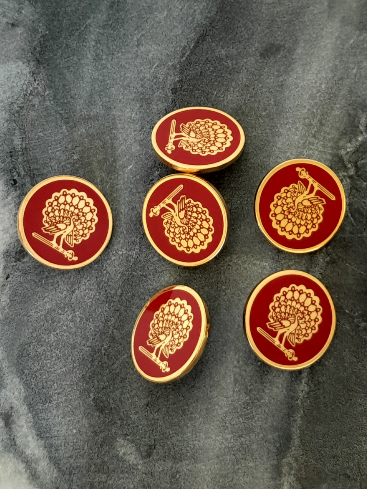 Red Peacock Buttons