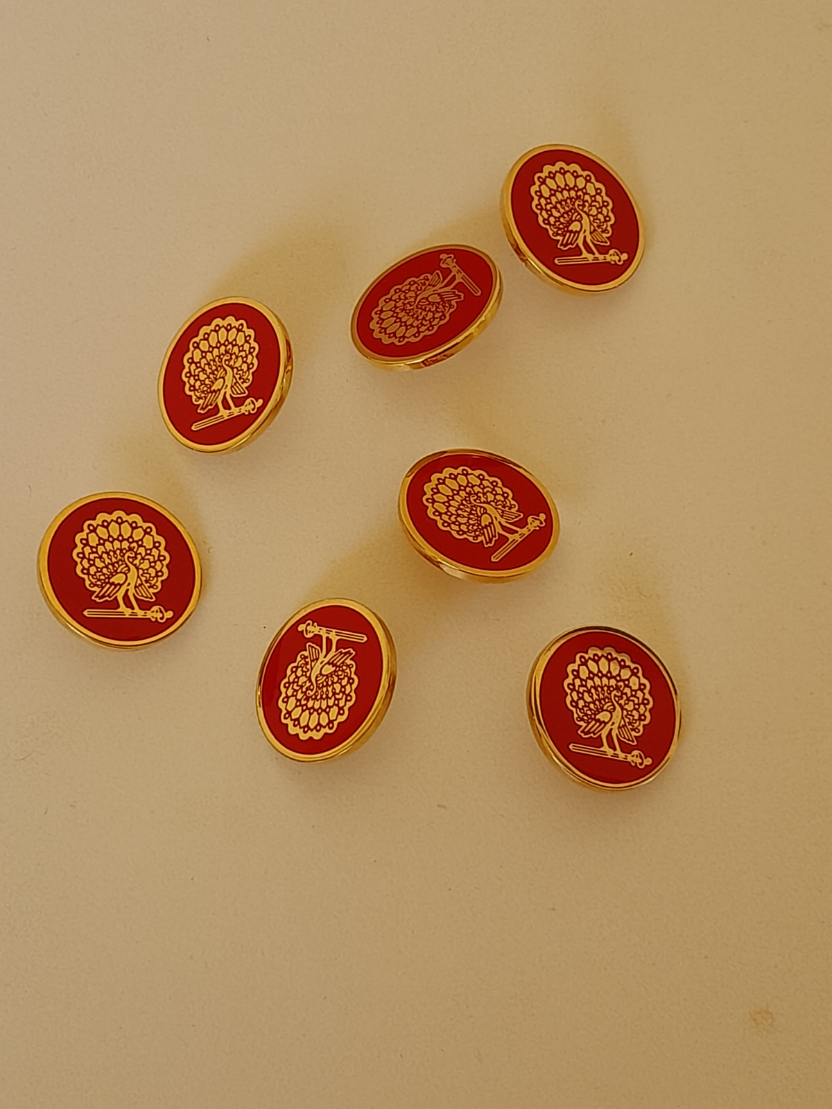 Red Peacock Buttons