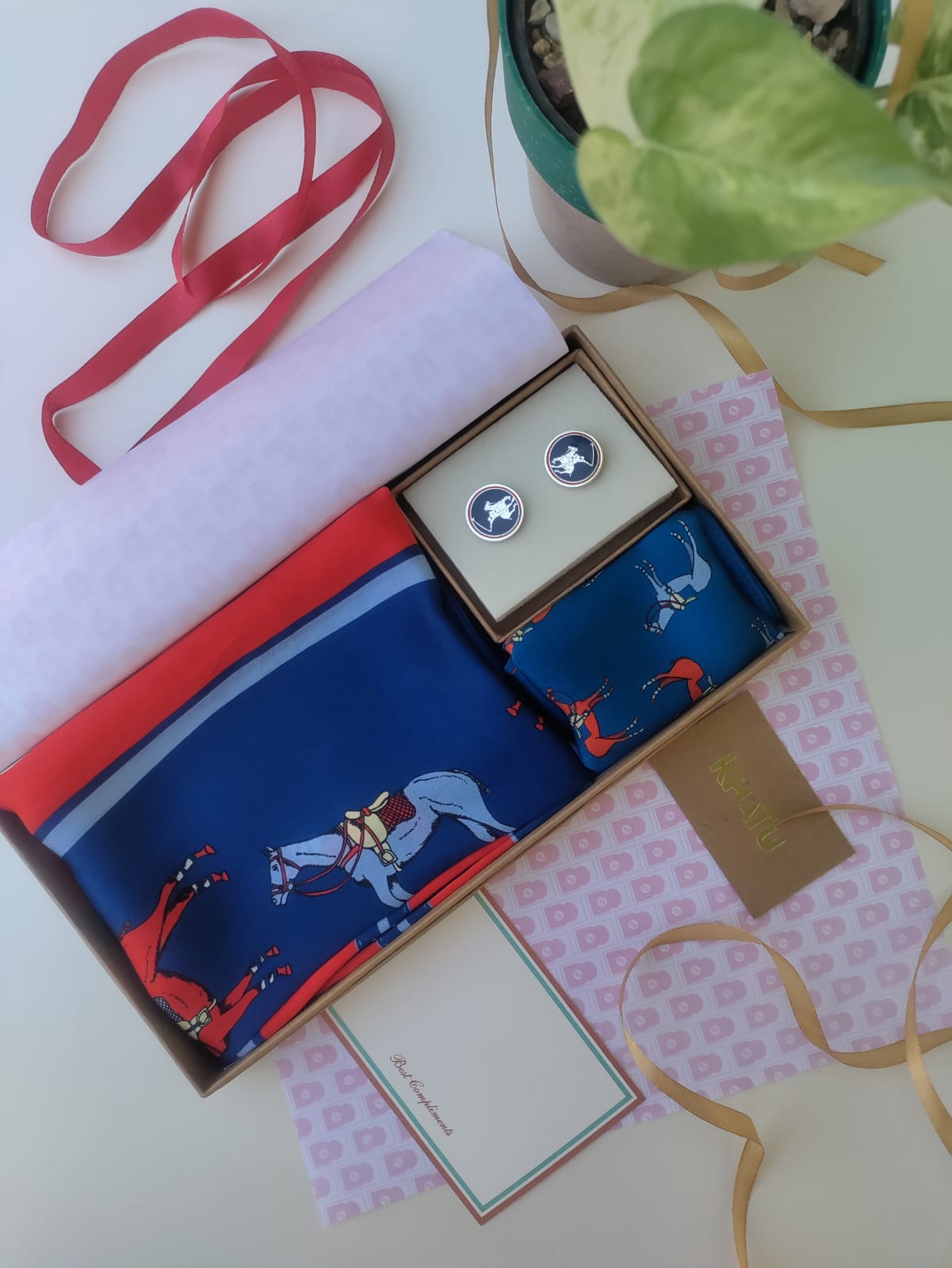 Red Blue Polo Horse set of 3