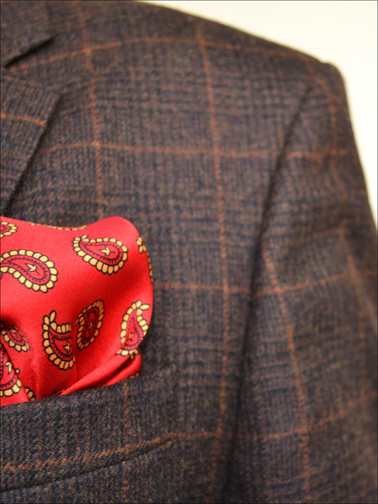 Men's Paisley Red Pocket Square