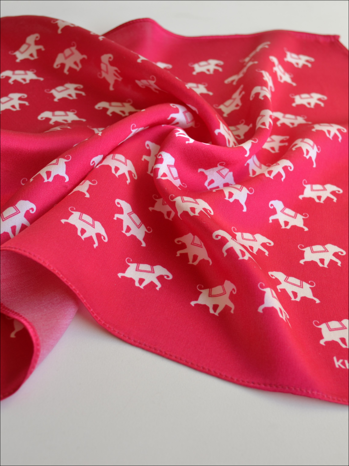 Elephant Pocket Square Pink