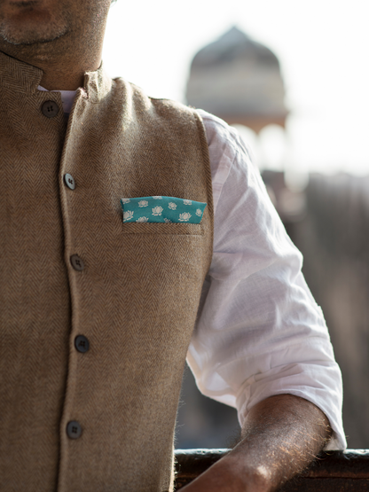 Pocket Square - Jaipur Lotus Teal