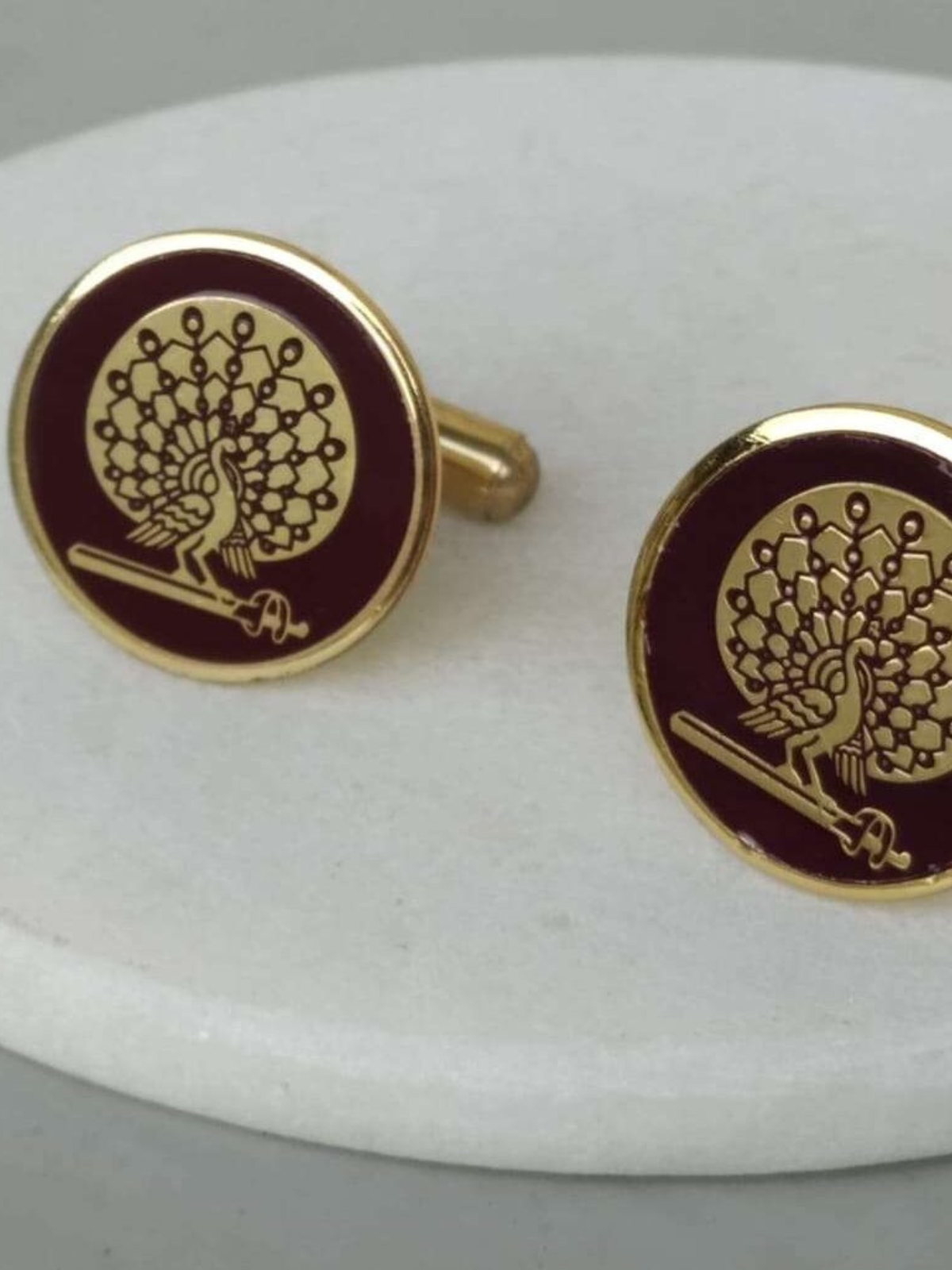 Maroon Peacock Cufflinks